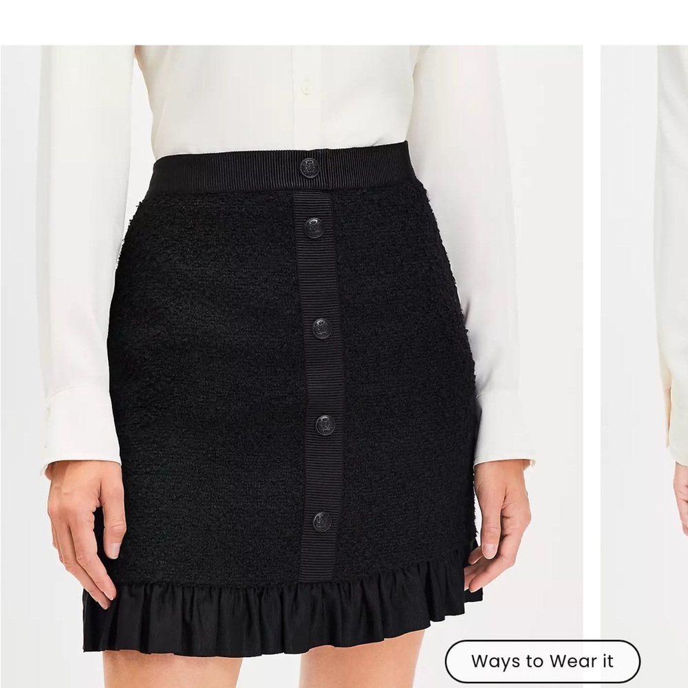 NWT Loft Boucle Ruffle Button Mini Skirt